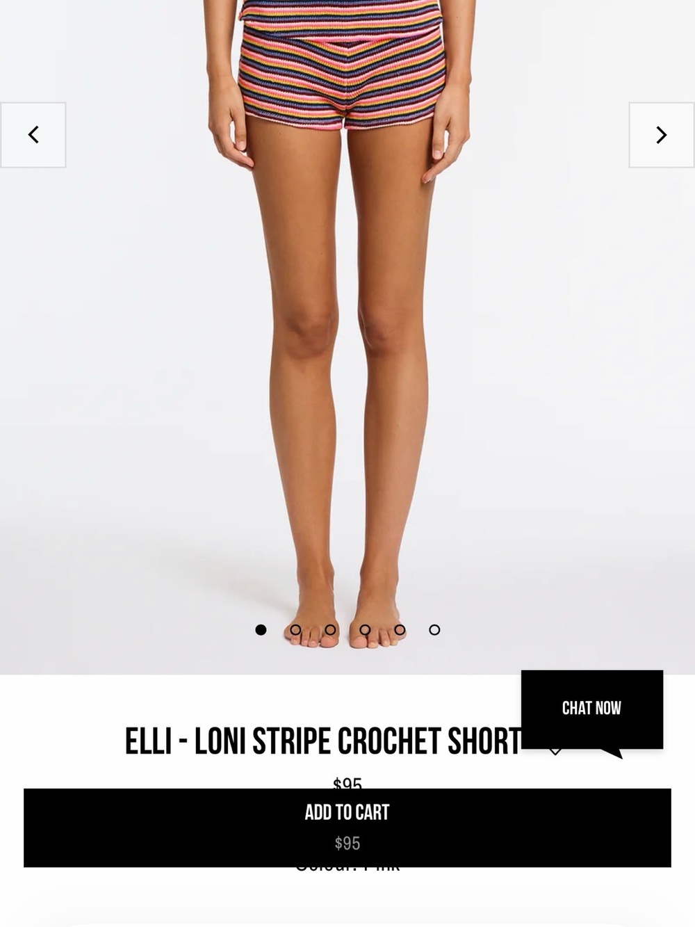 Elli-Loni Stripe Crochet Shorts in Multi Pink